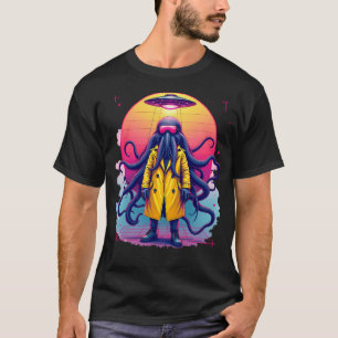 Camiseta Encontro De Alienígena Cthulhu De Trabalho de arte