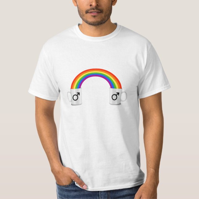 Camiseta Encontro de café com arco-íris gay (Frente)