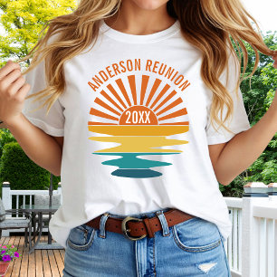 Camiseta Encontro de Família Personalizado Pôr do Sol Retro