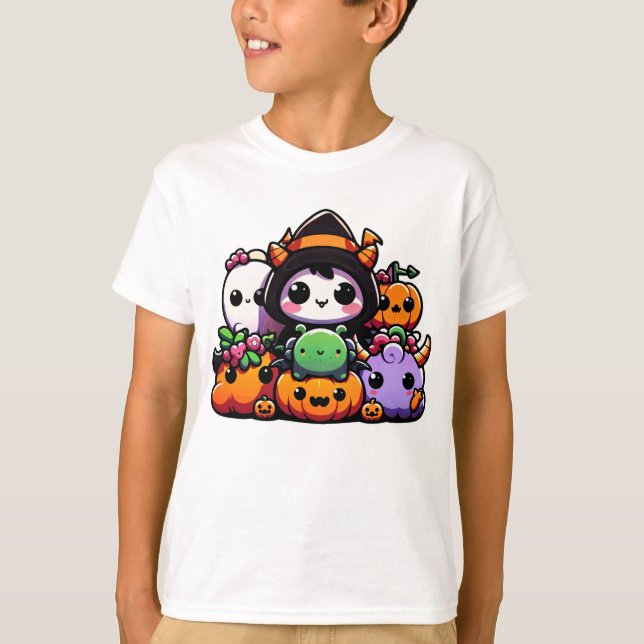 Camiseta "Encontro de Halloween de Criaturas Cutas" (Frente)
