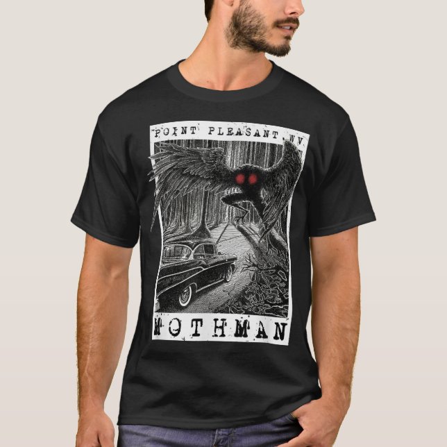 Camiseta Encontro de Mothman - 1966 Point Pleasant Original (Frente)