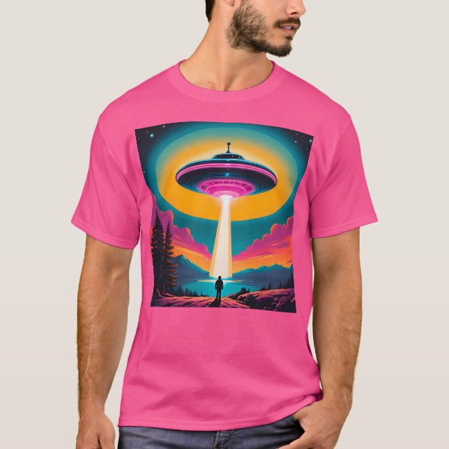 Camiseta Encontro Extraterrestre Com Ufo Hovering Sobre Lag (Frente)