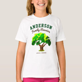 Camiseta Encontro Familiar Nome Personalizado Árvore Verde