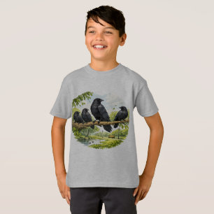 Camiseta Encontro Silencioso – Corvos em um Galho de Parque