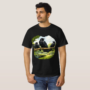 Camiseta Encontro Silencioso – Corvos em um Galho de Parque
