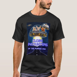 Camiseta Encontros Engraçados de Gatos de perto do Tipo Ros