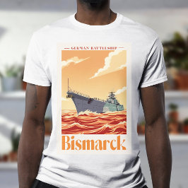 Camiseta Encouraçado Alemão Bismarck - Cartaz Naval Antigo