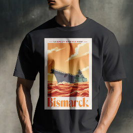 Camiseta Encouracado Alemão Bismarck - Cartaz Naval Antigo