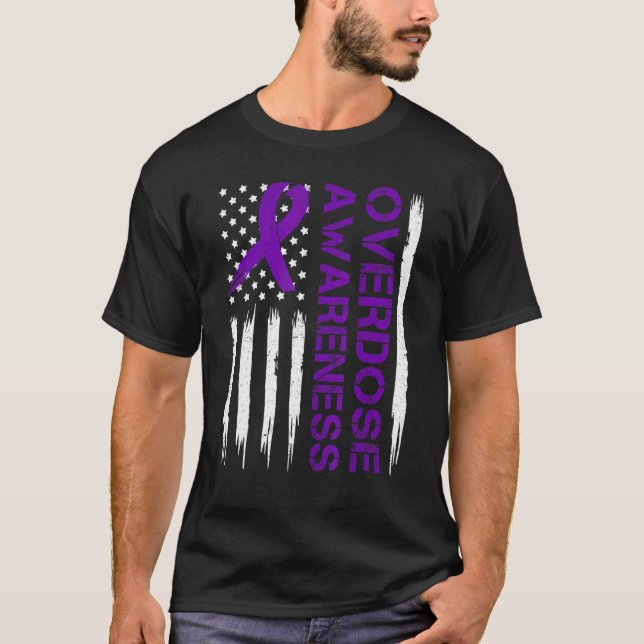 Camiseta End Overdose Pruple Ribbon Opioid Overdose Awarene (Frente)