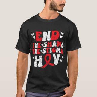 Camiseta End The Shame The Stigma HIV AIDS Awareness Red Ri