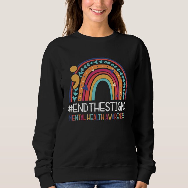 Camiseta End The Stigma Mental Health Awareness Rainbow Sem (Frente)