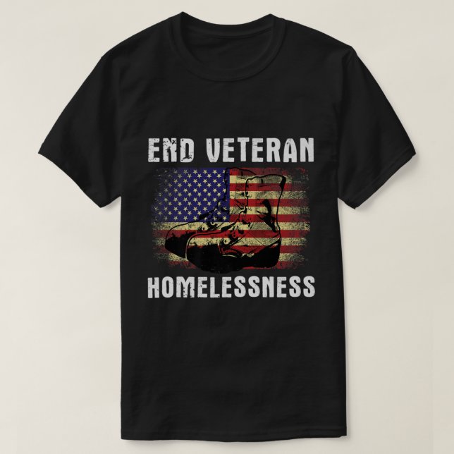 Camiseta End Veteran Homelessness Vet American Flag Homeles (Frente do Design)