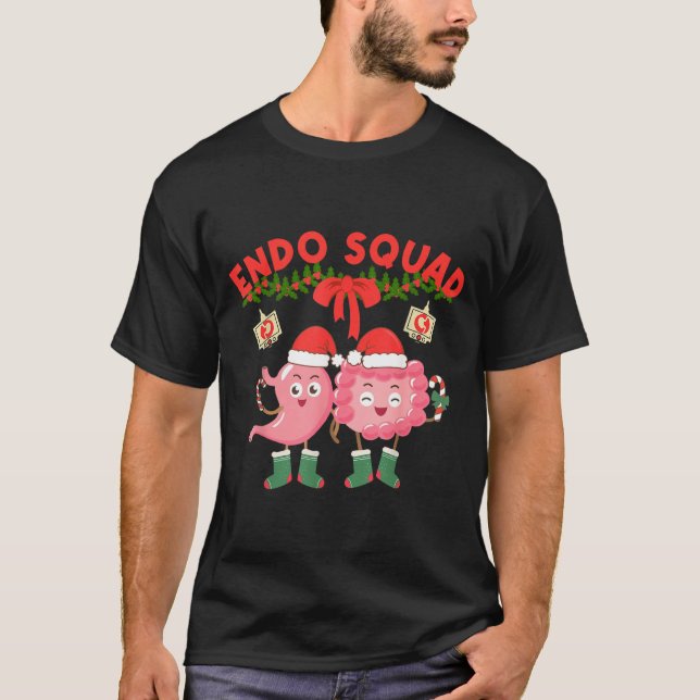 Camiseta Endo Squad Nurse Stomach Santa Hat Endoscopy Tech  (Frente)