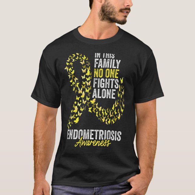 Camiseta Endometriose Sensibilização Mês Borboletas Amarelo (Frente)