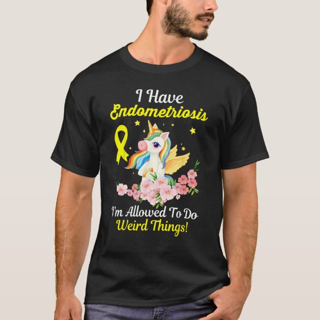 Camiseta Endometriosis Awareness  Unicorn Yellow Ribbon Sup (Frente)