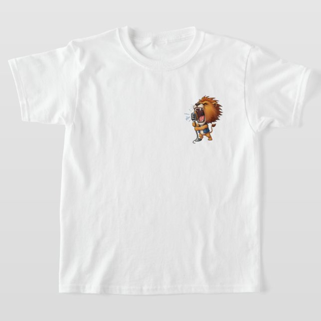 Camiseta Energetic Cartoon Lion Rocker Singing Loudly (Postura )