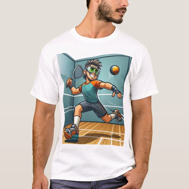 Camiseta Energetic man playing raquetball (Frente)
