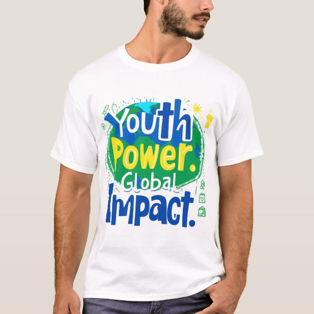 Camiseta Energia da Juventude Impacto Global na Terra (Frente)