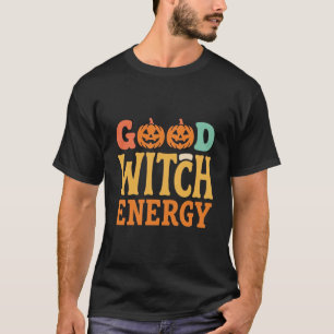 Camiseta Energia de Boa Bruxa no Design de Abóbora de Hallo