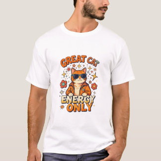 Camiseta Energia de Gato Fantástico Groovy Design Retro de