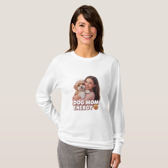Camiseta Energia de Mãe de Cachorro - design moderno para m (Frente Completa)