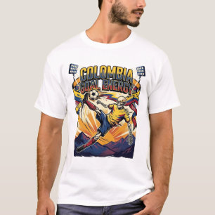Camiseta Energia do Gol da Colômbia Esqueleto Atacante Naçõ