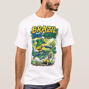 Camiseta Energia do Gol do Brasil Esqueleto Atacante Nações