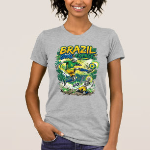 Camiseta Energia do Gol do Brasil Esqueleto Atacante Nações
