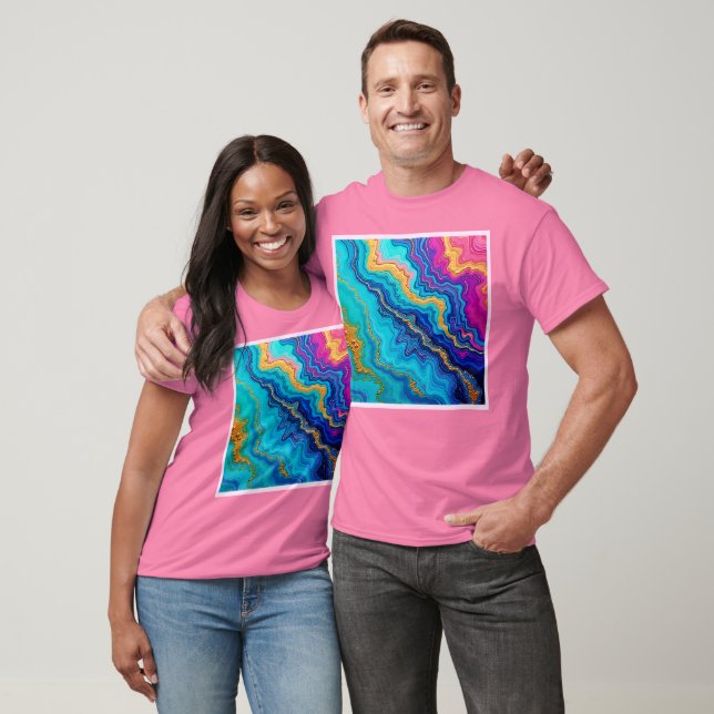 Camiseta Energia Mística Teal e Dourada (Unissex)