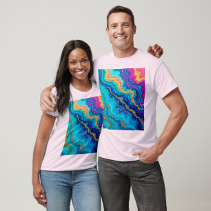 Camiseta Energia Mística Teal e Dourada