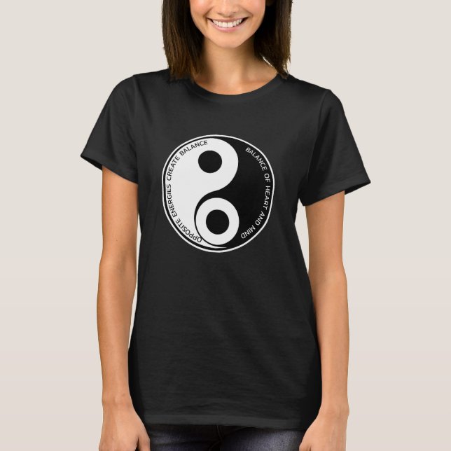 Camiseta Energias Opostas, Balança de Crio Yin Yang (Frente)