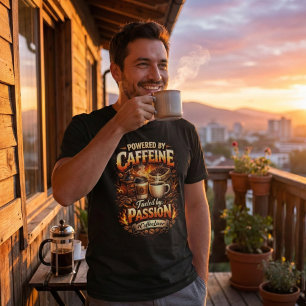 Camiseta Energizado pela Cafeína - Amante de Café