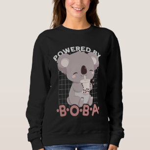 Camiseta Energizado por Boba Koala Kawaii Chá de Bolha Anim