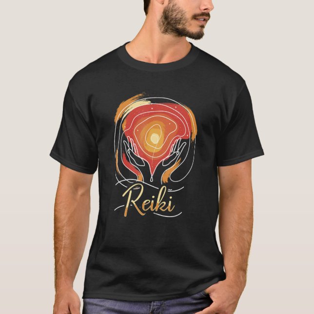 Camiseta Energy Chakra, mãos de cura holística, Reiki (Frente)
