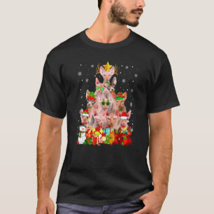 Camiseta Enfeite de árvore de Natal de gato Sphynx fofo Gat