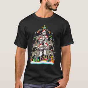 Camiseta Enfeite De árvore De Natal Pitbull Chapéu Do Papai
