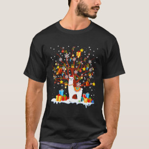 Camiseta Enfeite de Luzes de Natal de Llama Decoração Llama