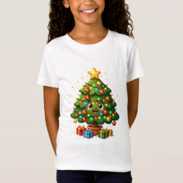 Camiseta Enfeite de Natal Árvore de Natal de Desenho Animad
