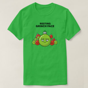 Camiseta Enfeite de Natal com Rosto do Grinch Relaxado