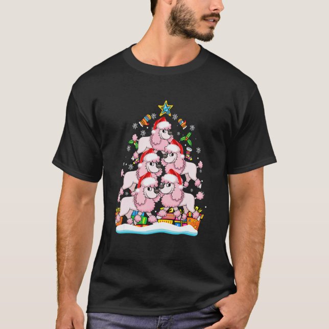 Camiseta Enfeite de Natal de Cachorro Poodle para Árvore de (Frente)