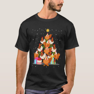 Camiseta Enfeite de Natal de Galinhas Árvore de Natal Enfei