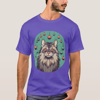 Camiseta Enfeite de Natal de Gato Maine Coon1