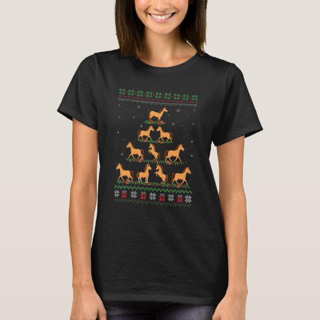 Camiseta Enfeite de Natal Feio Correspondente Cavalos de Na (Frente)