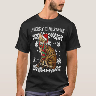 Camiseta Enfeite de Natal Gato Toyger Natal Papai Noel