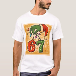 Camiseta Enfeite de Natal Mão 6 7 Festa Divertida de Natal