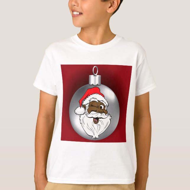 Camiseta Enfeite de Rosto de Papai Noel 2 (Frente)