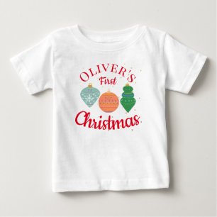 Camiseta Enfeite Kawaii Fofo Personalizado Primeiro Natal d