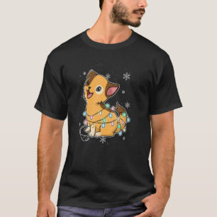 Camiseta Enfeites de Luzes de Árvore de Natal Gatos Festivo