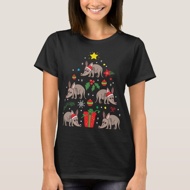 Camiseta Enfeites de natal Aardvark Tree Funny Xmas Gift (Frente)