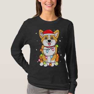 Camiseta Enfeites de natal Corgi Luzes Cachorros Xmas Pai M